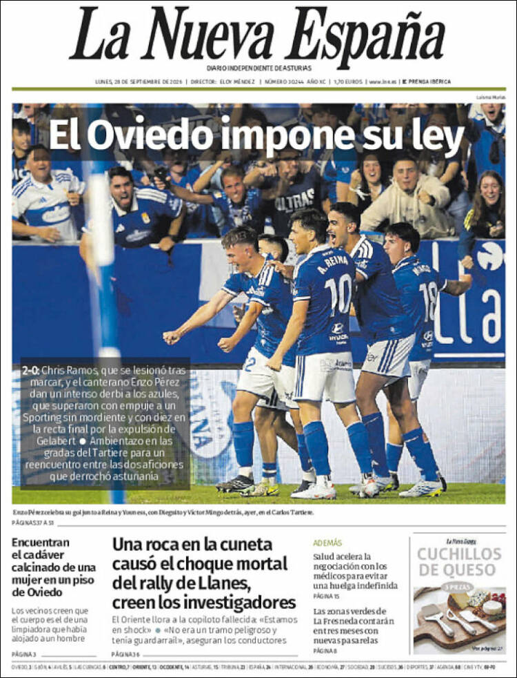Portada de La Nueva España (Espa&ntilde;a)
