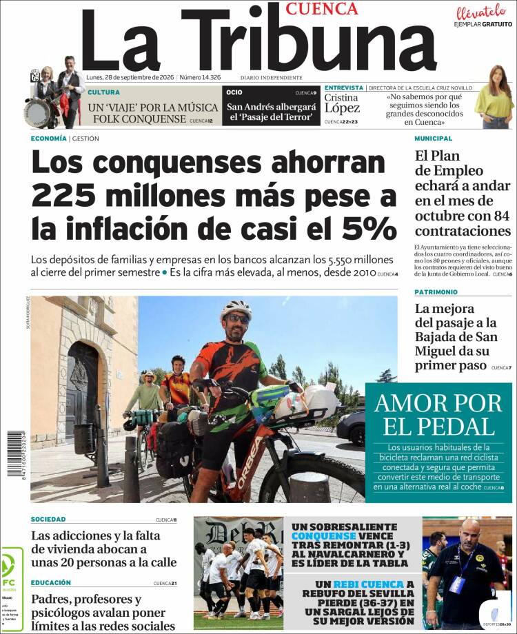 Portada de La Tribuna de Cuenca (Espa&ntilde;a)