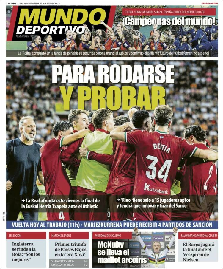 Portada de Mundo Deportivo Gipuzkoa (Espa&ntilde;a)