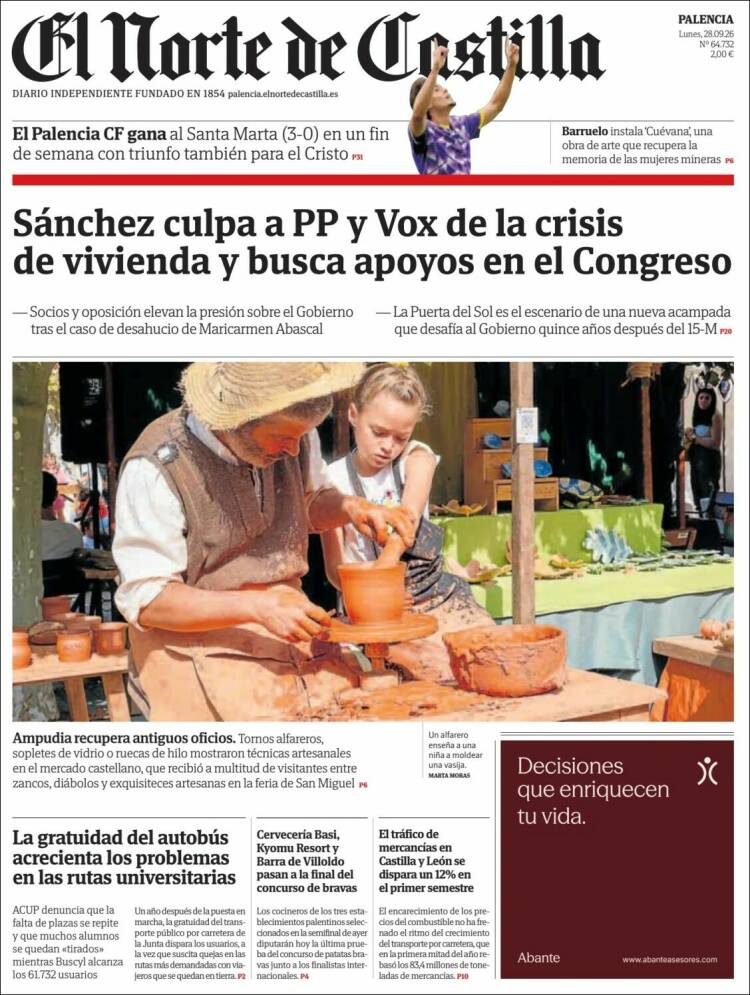 Portada de Norte de Castilla - Palencia (Espa&ntilde;a)