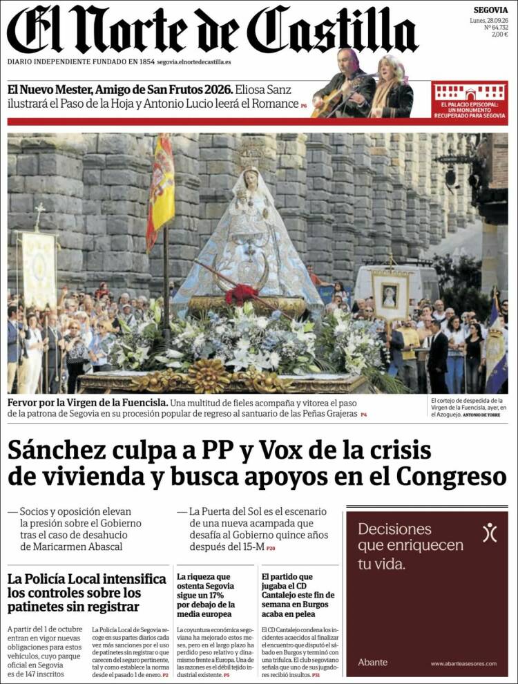 Portada de Norte de Castilla - Segovia (Espa&ntilde;a)