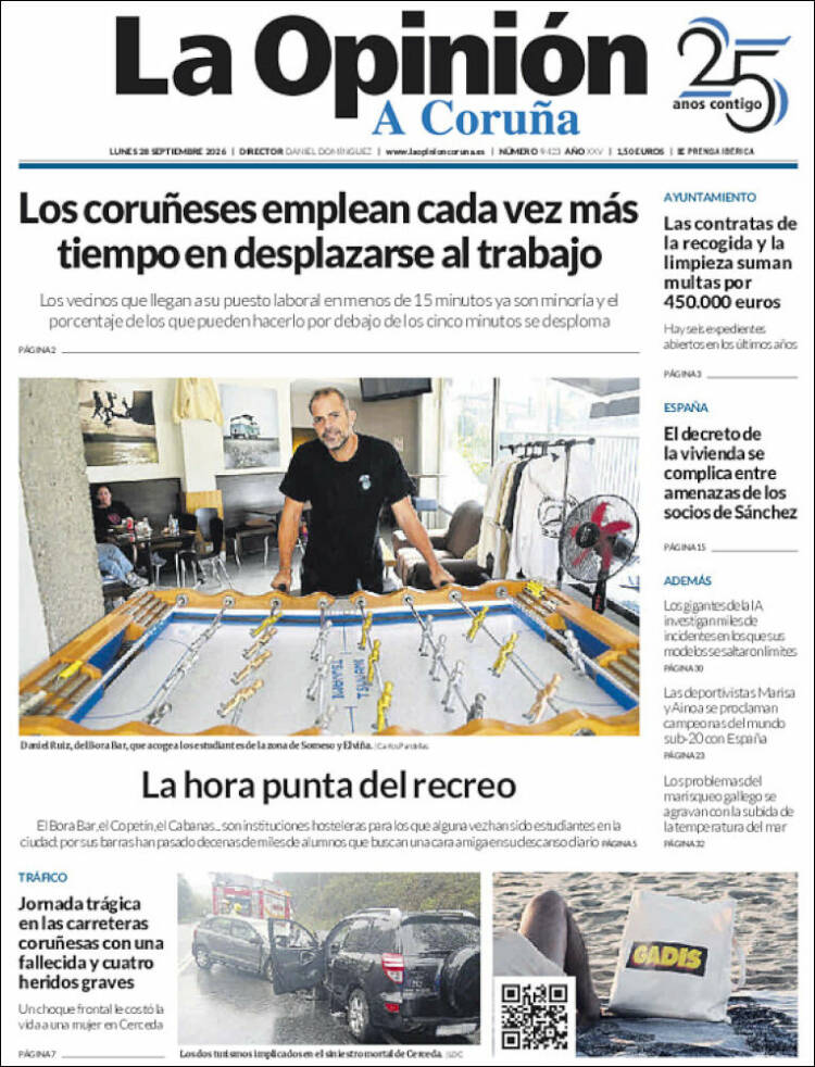 Portada de La Opinión de A Coruña (Espa&ntilde;a)