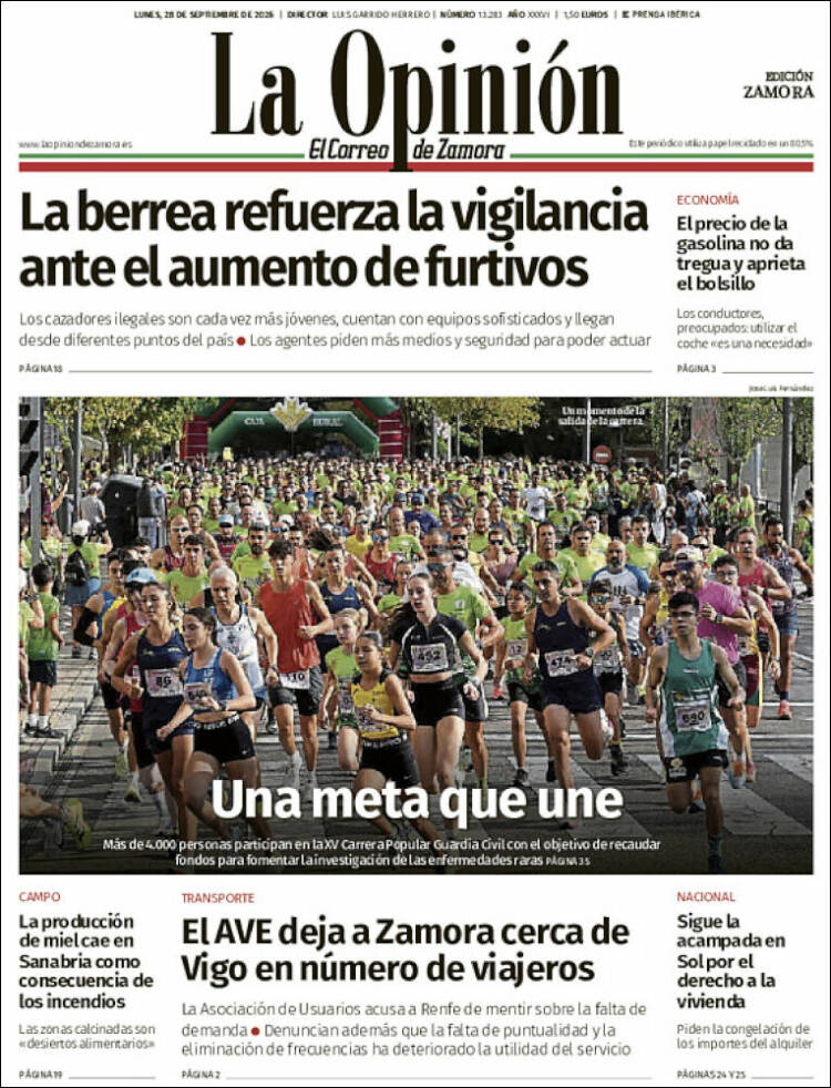 Portada de La Opinión - El Correo de Zamora (Espa&ntilde;a)