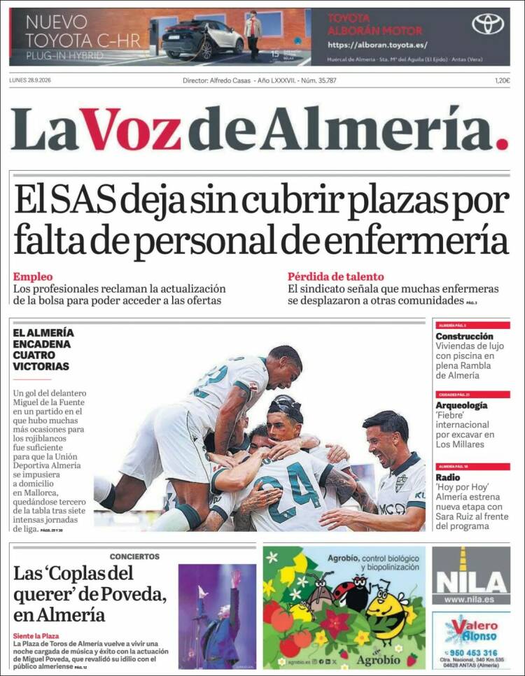 Portada de La Voz de Almería (Espa&ntilde;a)