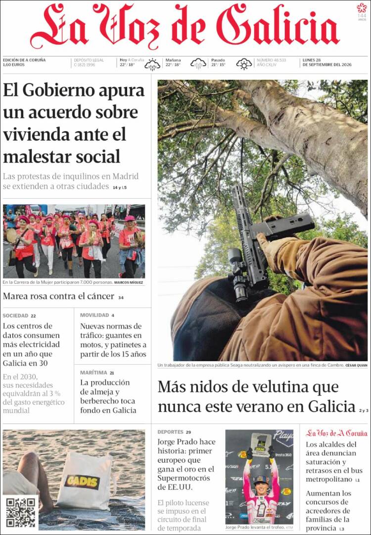 Portada de La Voz de Galicia (Espa&ntilde;a)