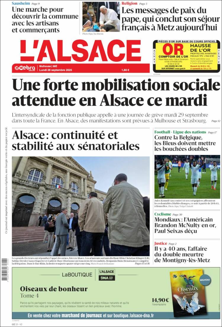 Portada de Journal L'Alsace (France)