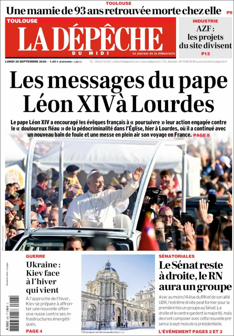 Portada de La Dépêche du Midi (Francia)