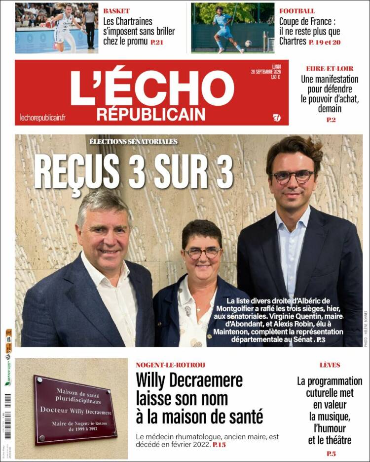 Portada de L'Echo Républicain (Francia)