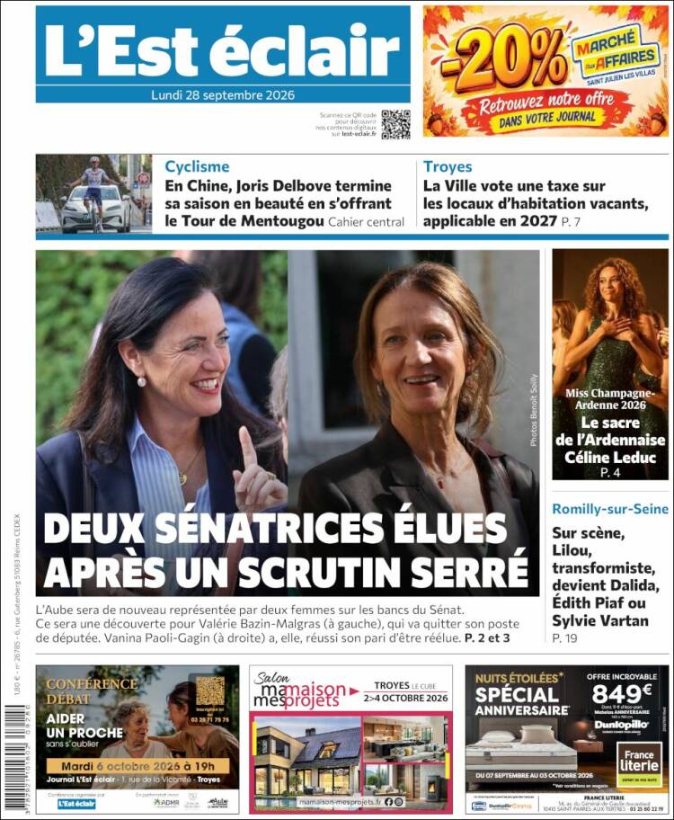 Portada de L'Est Eclair (Francia)