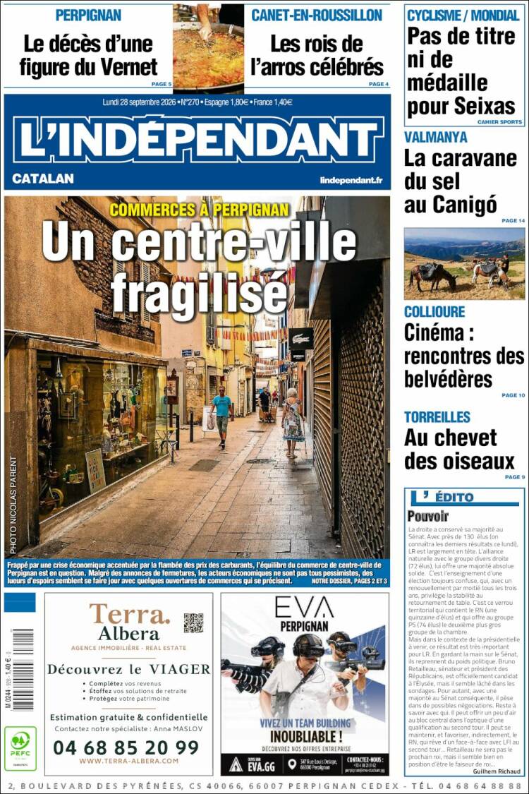 Portada de Le Indépendant (Francia)