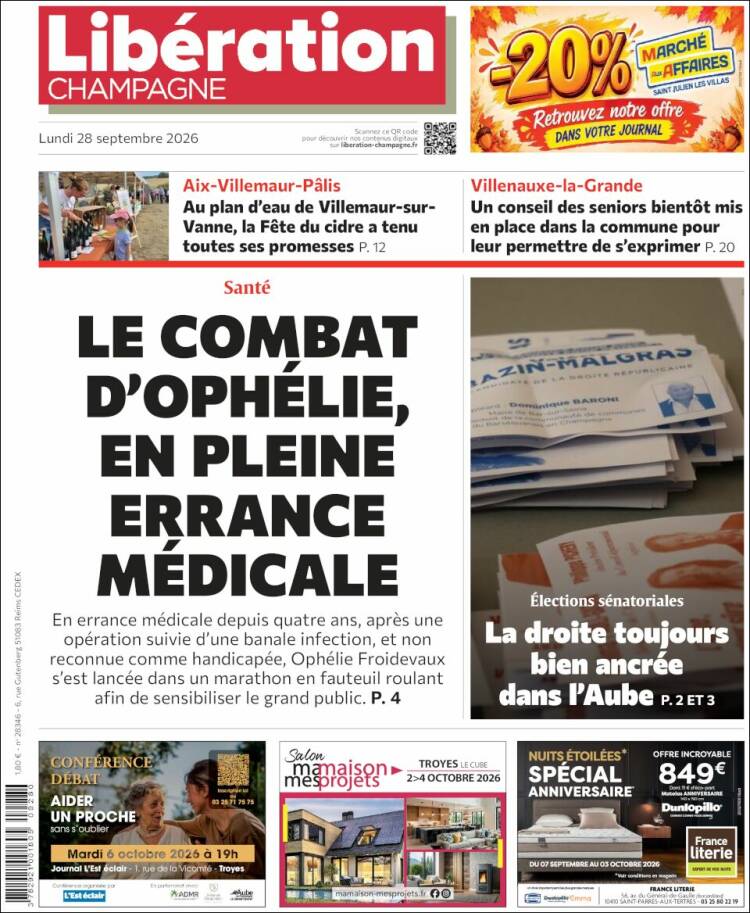 Portada de Libération Champagne (Francia)
