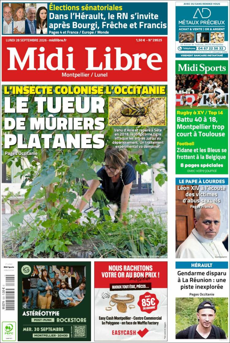 Portada de Midi Libre (Francia)