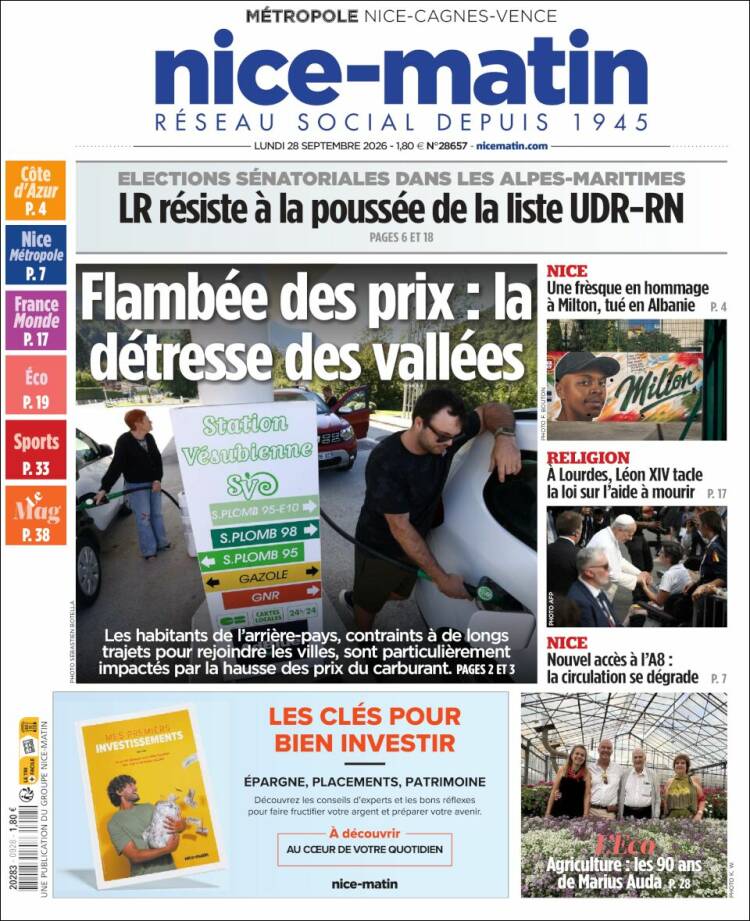 Portada de Nice-Matin (Francia)