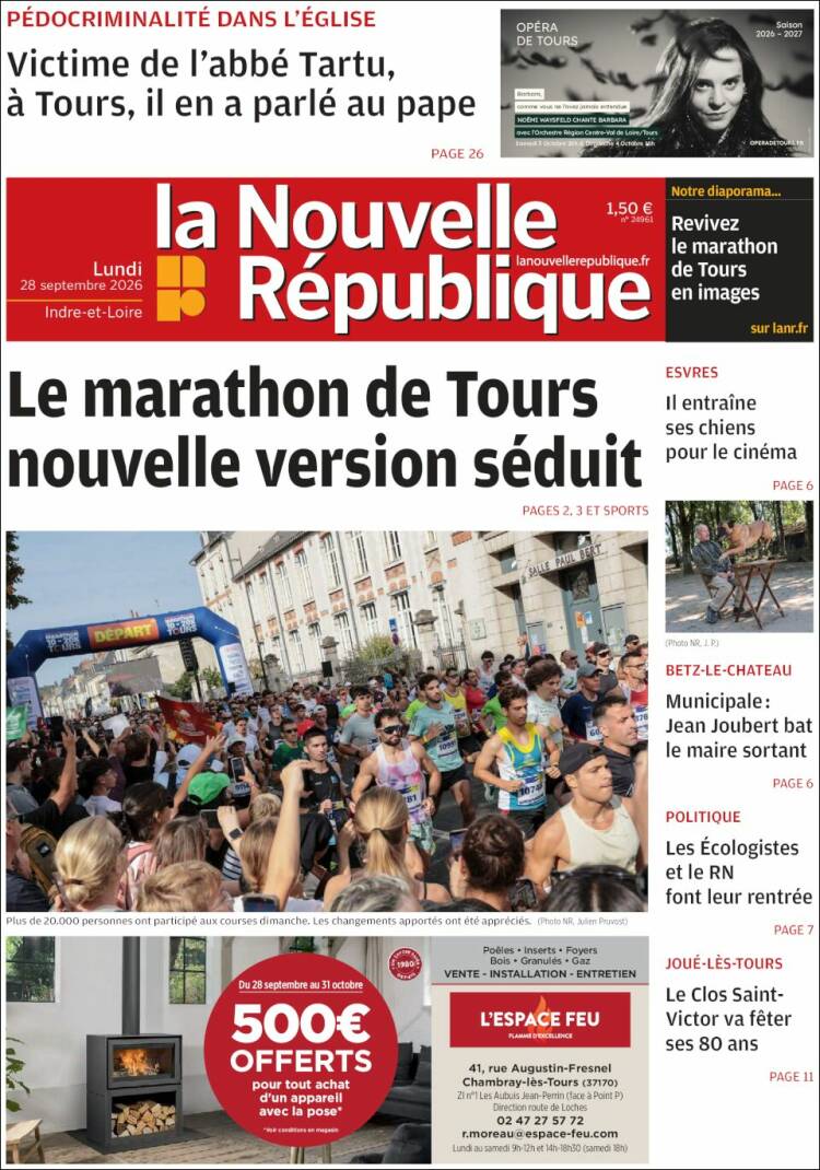 Portada de La Nouvelle Republique (Francia)