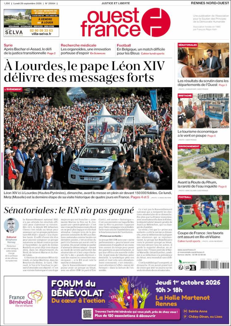 Portada de Ouest France (Francia)
