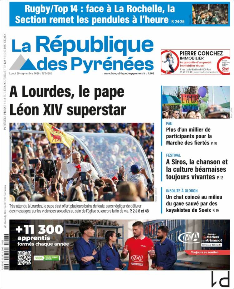 Portada de La République des Pyrénées (Francia)