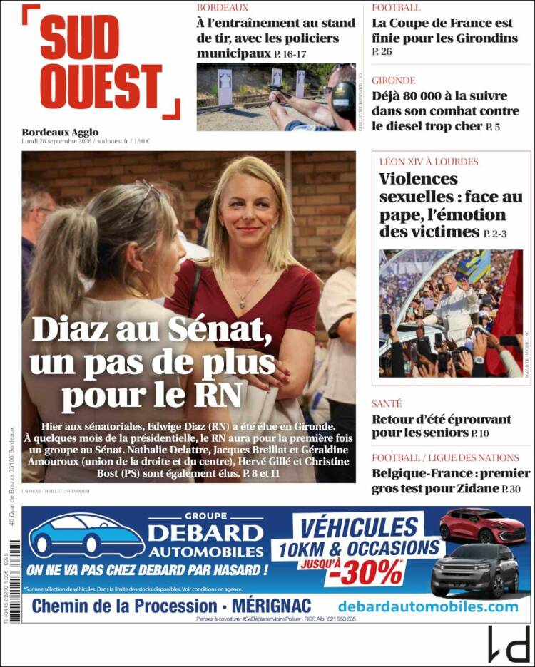 Portada de Sud Ouest (Francia)