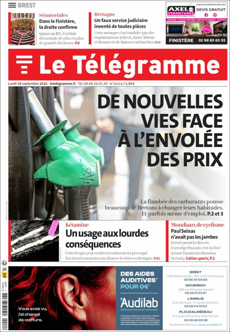 Portada de Télégramme (Francia)