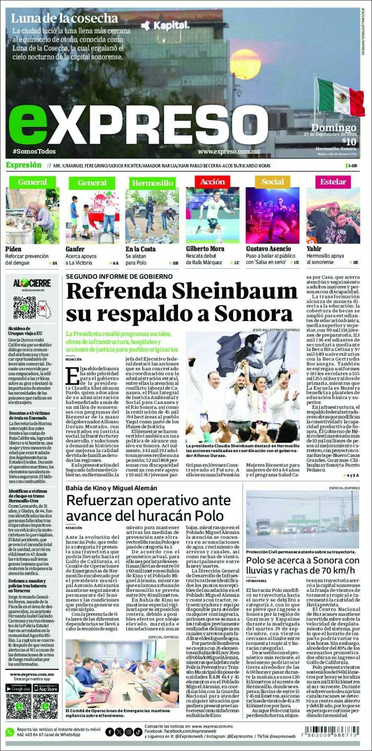 Portada de Expreso (M&eacute;xico)