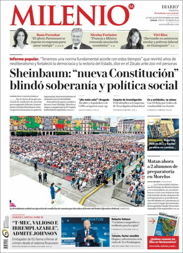 Portada de Milenio (M&eacute;xico)