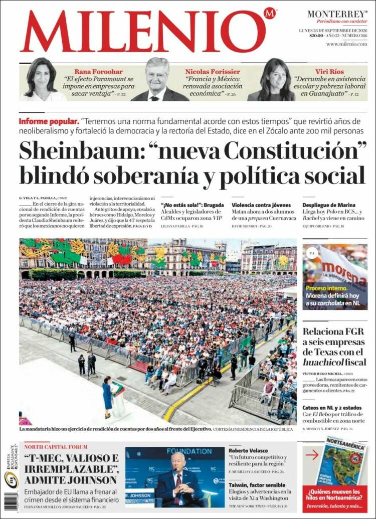 Portada de Milenio de Monterrey (M&eacute;xico)