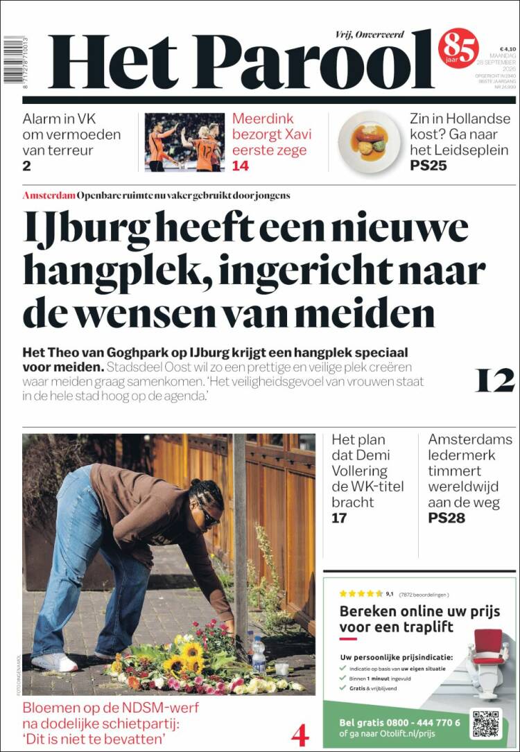 Portada de Het Parool (Pa&iacute;ses Bajos)