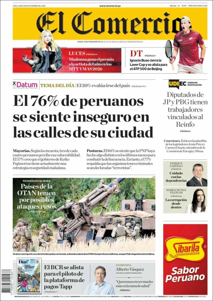 Portada de El Comercio (Peru)