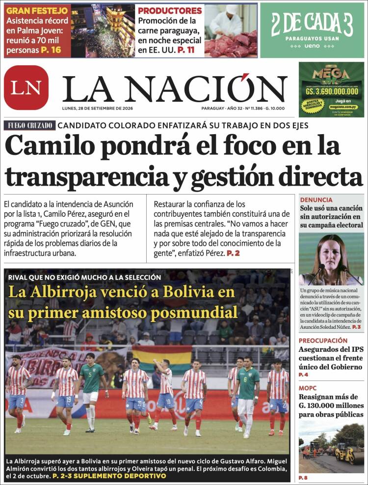 Portada de La Nación (Paraguay)