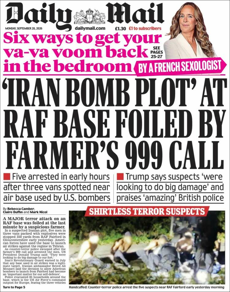 Portada de Daily Mail (Reino Unido)