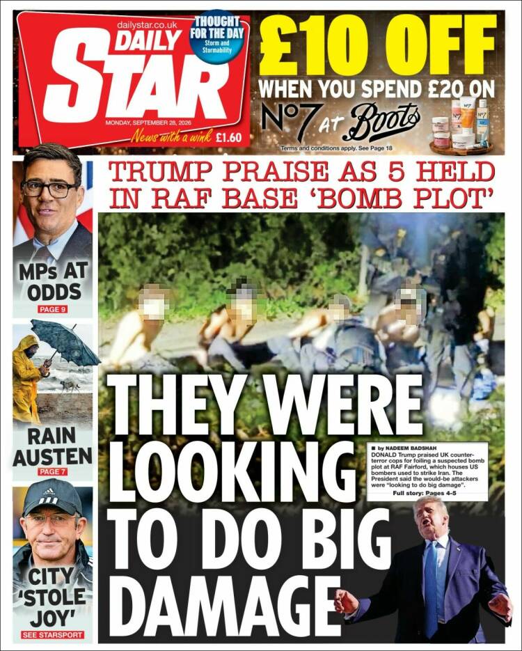Portada de Daily Star (Reino Unido)