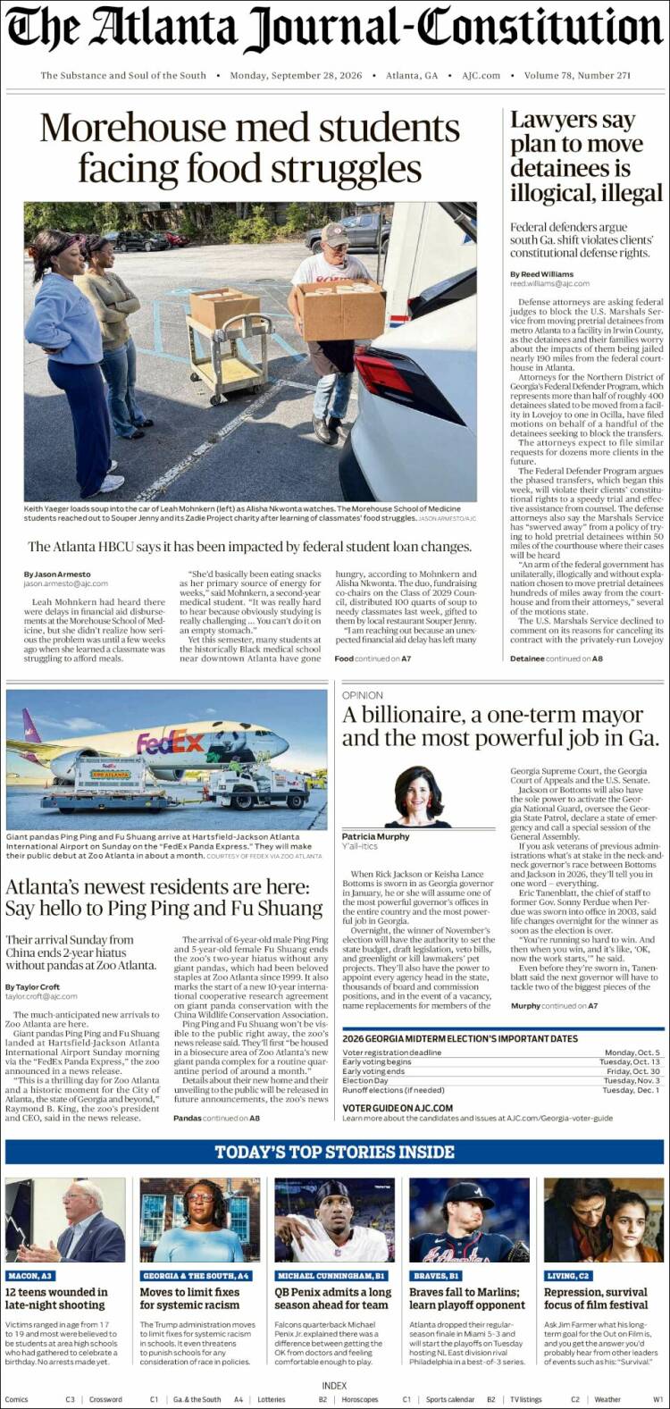 Portada de The Atlanta Journal-Constitution (USA)