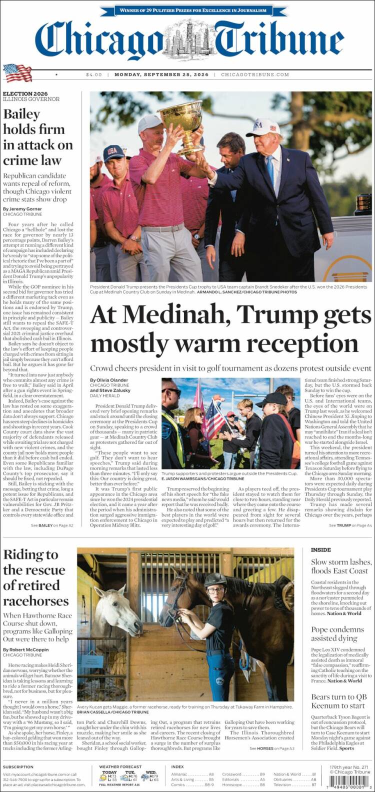 Portada de Chicago Tribune (USA)