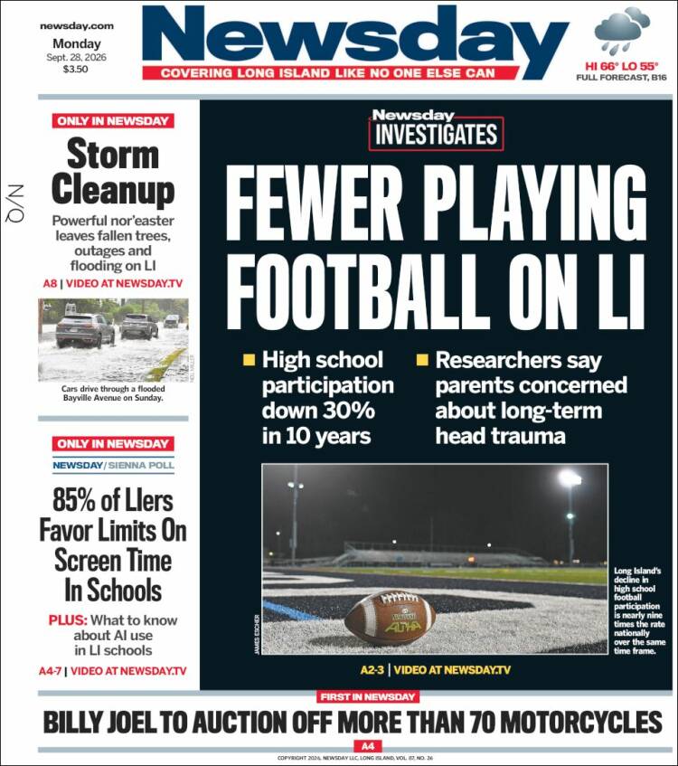 Portada de Newsday (USA)