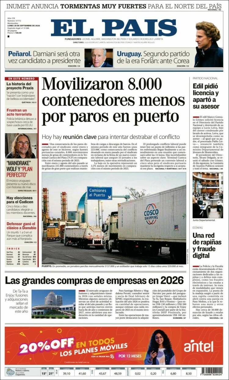 Portada de El País (Uruguay)