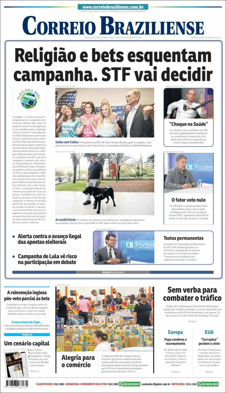 Portada de Correio Braziliense (Brasil)
