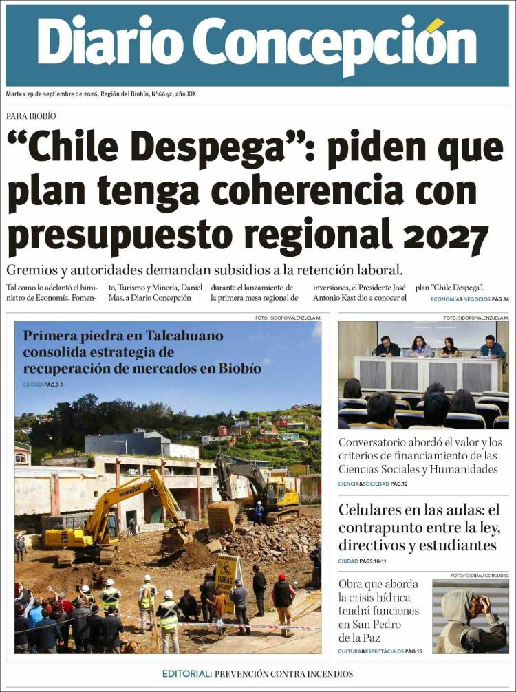 Portada de Diario de Concepción (Chile)