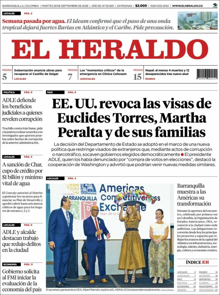 Portada de El Heraldo (Colombia)
