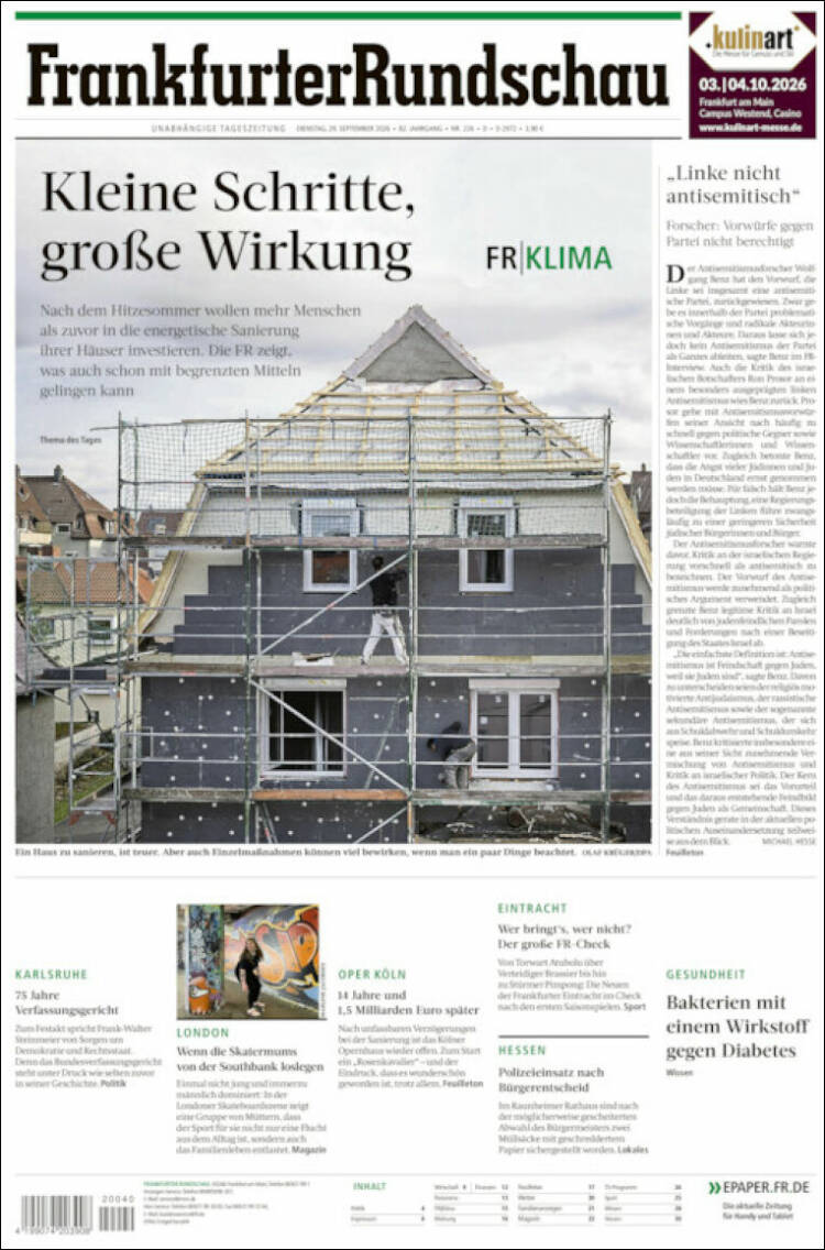 Portada de Frankfurter Rundschau (Alemania)