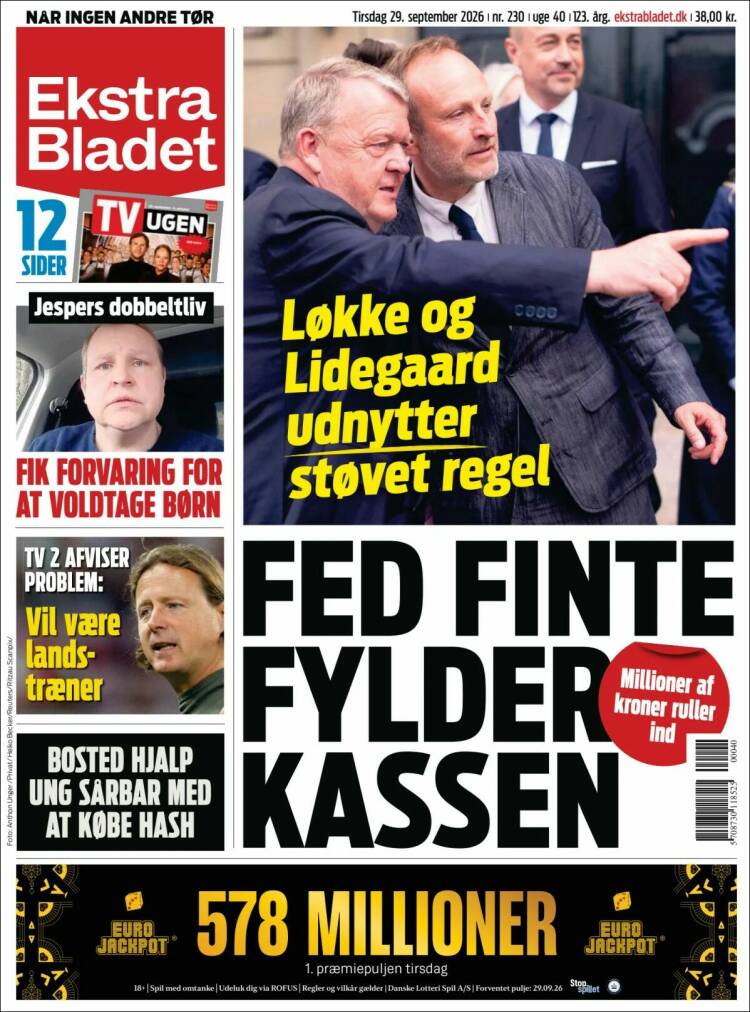 Portada de Ekstra Bladet (Dinamarca)