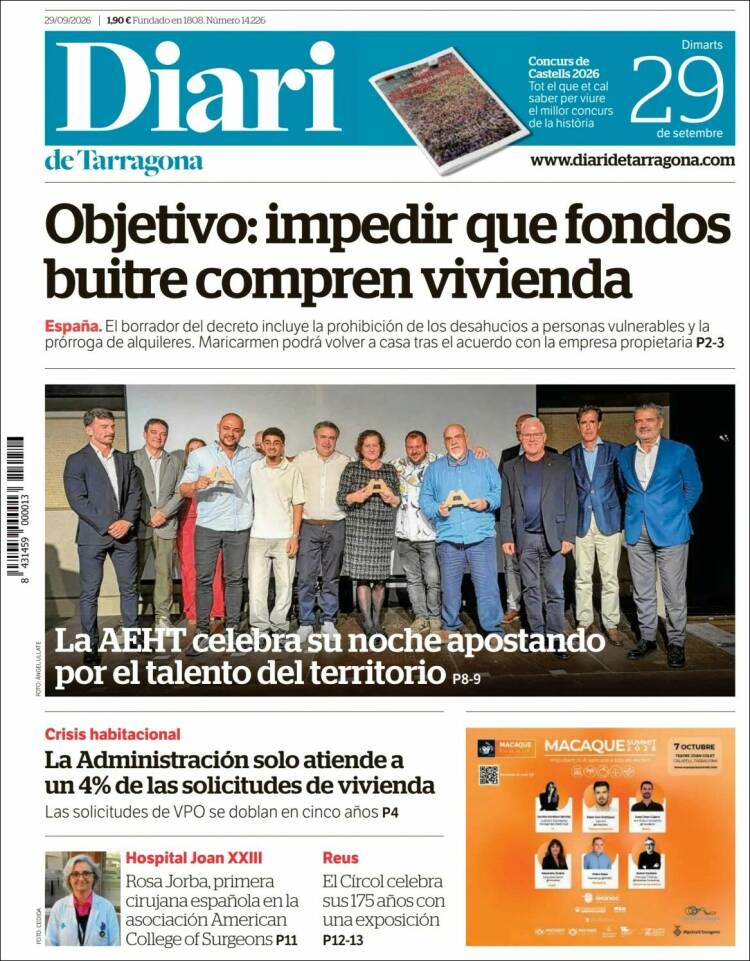Portada de Diari de Tarragona (Espa&ntilde;a)