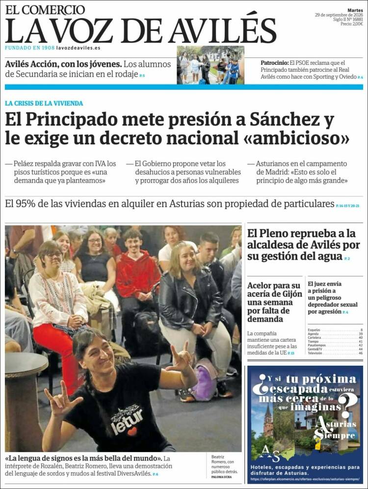 Portada de El Comercio - Avilés (Espa&ntilde;a)