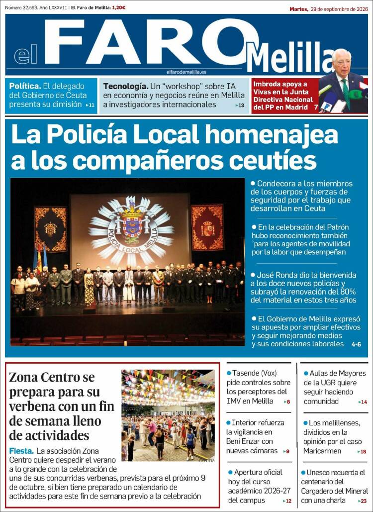 Portada de El Faro de Melilla (Espa&ntilde;a)