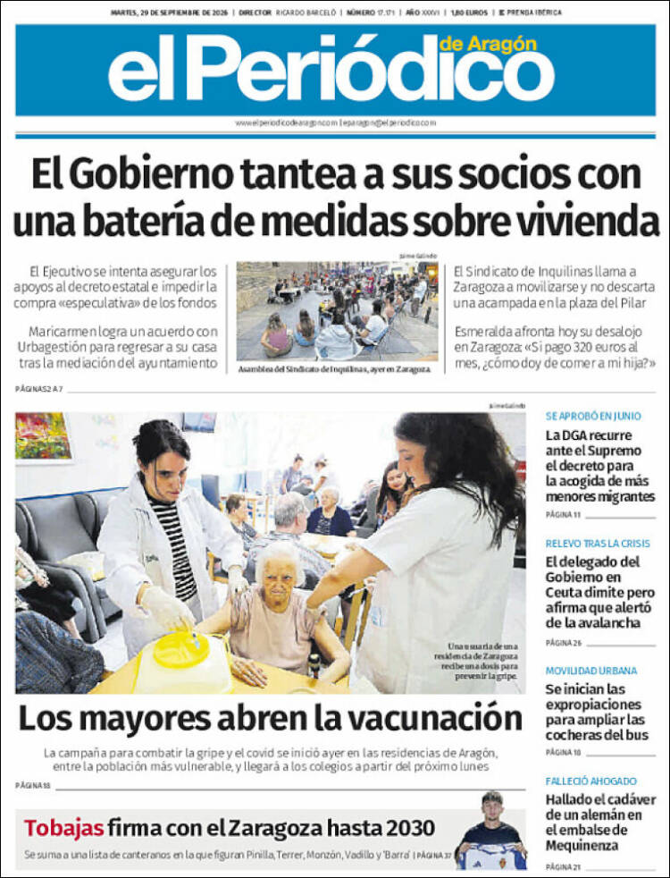 Portada de El Periódico de Aragón (Espa&ntilde;a)