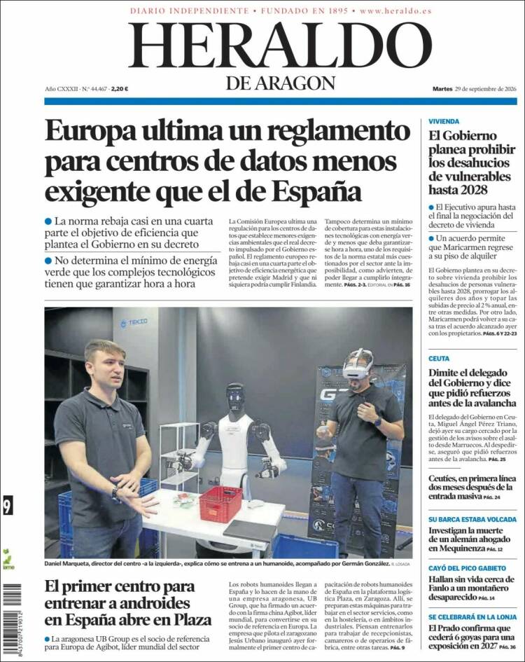 Portada de Heraldo de Aragón (Espa&ntilde;a)