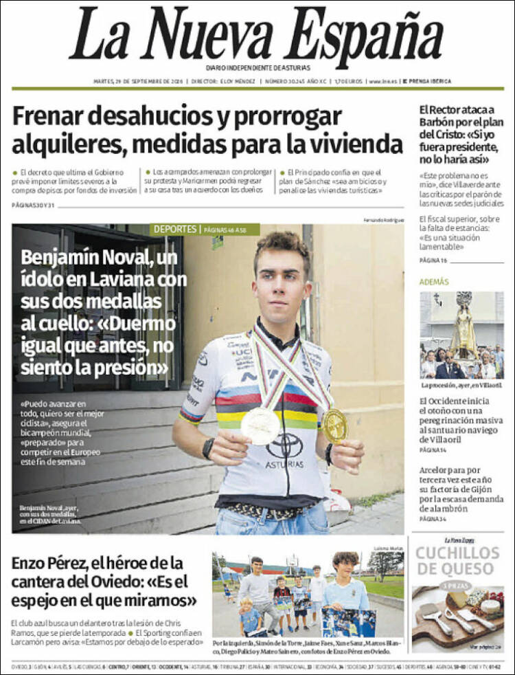 Portada de La Nueva España (Espa&ntilde;a)