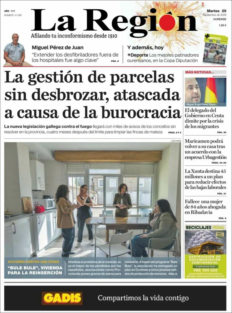 Portada de La Región de Ourense (Espa&ntilde;a)