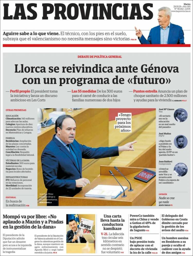 Portada de Las Provincias (Espa&ntilde;a)
