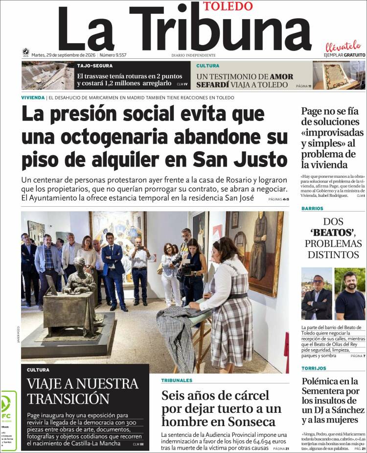 Portada de La Tribuna de Toledo (Espa&ntilde;a)