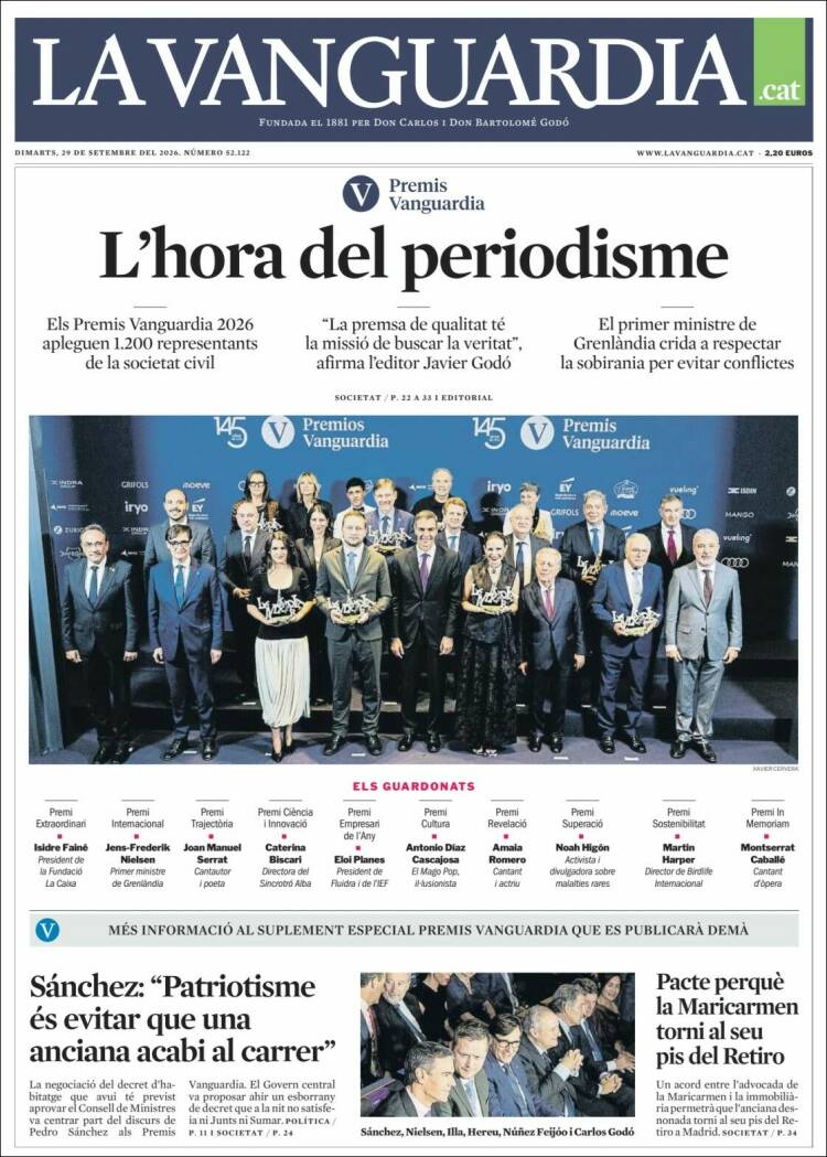 Portada de La Vanguardia (Espa&ntilde;a)