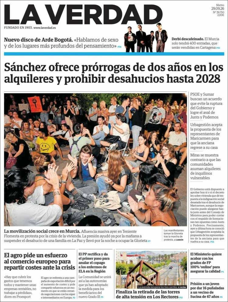 Portada de La Verdad de Murcia (Espa&ntilde;a)